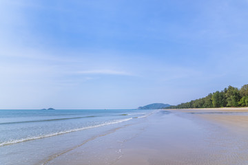 Fototapeta na wymiar Suan Son Pradiphat or Sea Pine or Casuarina Park, peaceful beautiful beach near Hua Hin, Thailand