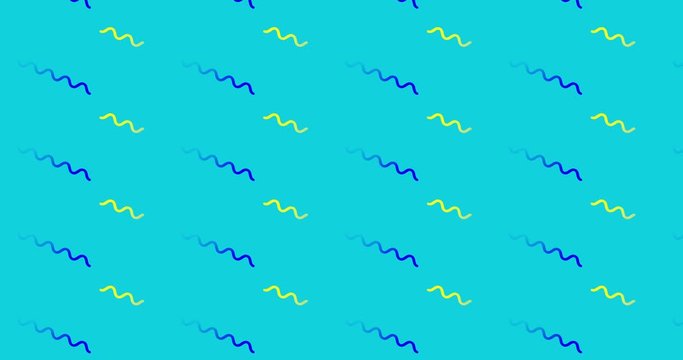 abstract background with pop striped elements. Colored animated swirls zigzag elements on a background, backdrop for teenager animations and pop-cultures. Fresh content for abstract background