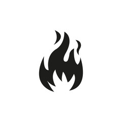 Fire flame icon. Black icon isolated on white background. Fire flame silhouette. Simple icon. Web site page and mobile app design vector element. - Vector