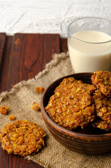 Pumpkin vegan oatmeal cookies with oat milk