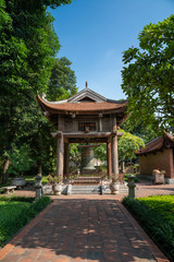 Square building holding a big bell on side of Imperial Academy in Temple of Literature (Van Mieu), the first national university in Hanoi