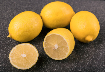 Fresh yellow lemon with slice
