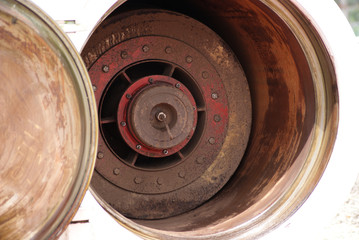 A close up look at a natural Gas PIG or Piping Inspection gauge. Used to clean large diameter...