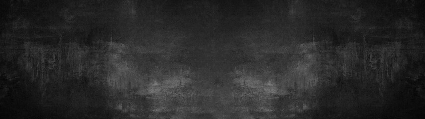 Bannière panoramique de fond de texture béton pierre anthracite noire longue