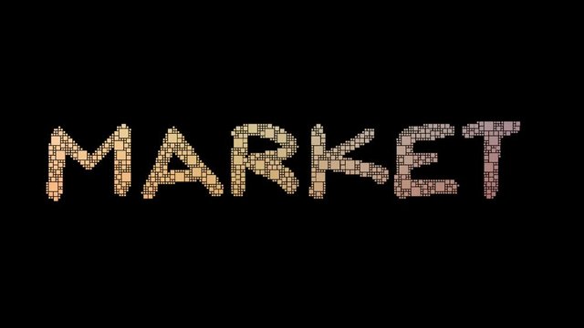 Financial Market Pixelated Text Warping Looping Squares With Glitch Effect