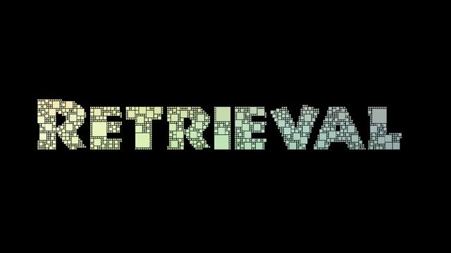 Information Retrieval Pixelated Text Morphing Looping Boxes With Glitch Effect