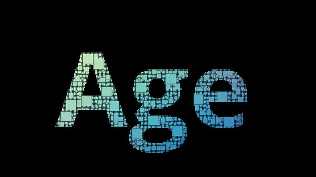 Bronze Age Pixelated Text Merging Looping Squares With Glitch Effect