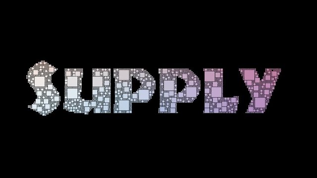 Excess Supply Pixelated Text Transforming Looping Boxes With Glitch Effect
