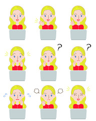 パソコンを使うビジネスウーマンのイラスト