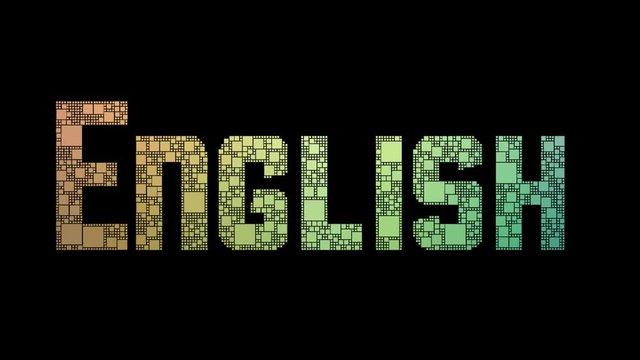 Basic English Pixelated Text Merging Looping Pixels With Glitch Effect