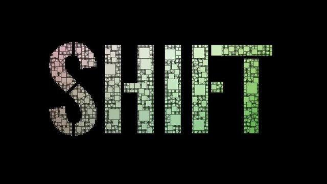 Swing Shift Pixelated Text Morphing Looping Boxes With Glitch Effect