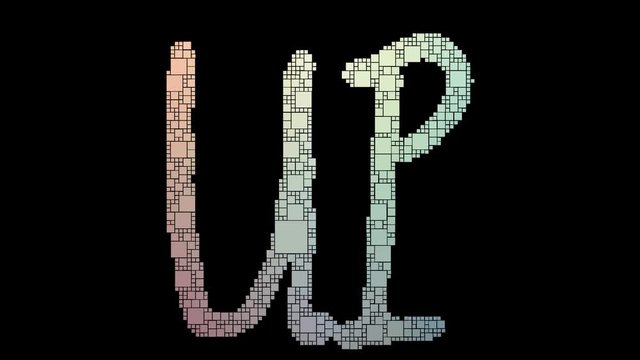 Pile Up Pixelated Text Transforming Looping Grid With Glitch Effect