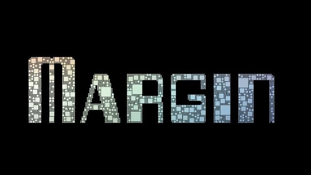 Profit Margin Pixelated Text Merging Looping Squares With Glitch Effect