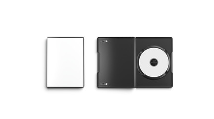 Blank white opened and closed dvd disk case mockup, top - obrazy, fototapety, plakaty