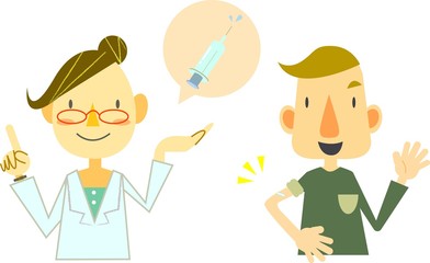 予防接種　男性＆ドクター