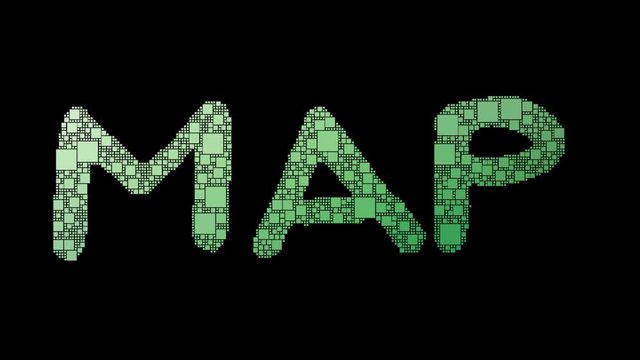 Road Map Pixelated Text Changing Looping Squares With Glitch Effect