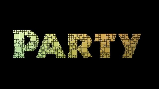 House Party Pixelated Text Transforming Looping Squares With Glitch Effect