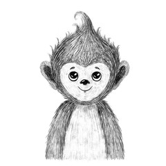 Obraz premium Baby monkey. Hand drawn animal. Isolated