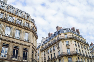 Fototapeta na wymiar Buildings in Saint Honoré street in Paris in spring