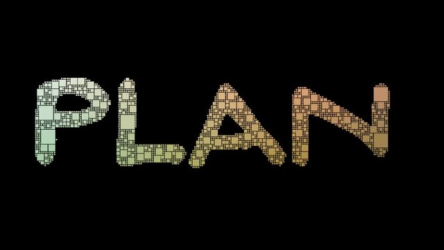 Business Plan Pixelated Text Merging Looping Grid With Glitch Effect