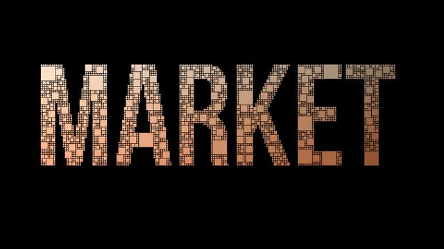 Free Market Pixelated Text Morphing Looping Squares With Glitch Effect