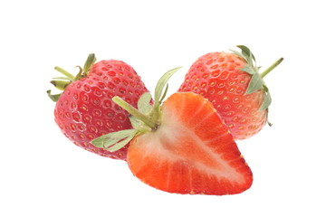 The strawberry in white background
