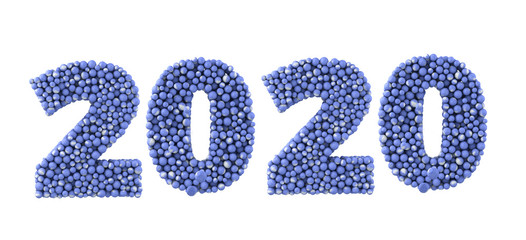 2020 Year Number Text on White Background 3D text with balls 3d render