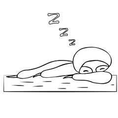 cute sloth sleeping on a tree. isolated outline vector illustration