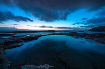 Islands landscape at sunset panorama