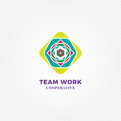 Teamwork and cooperation logo template