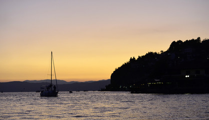 Fototapeta premium sunset over lake ohrid in macedonia