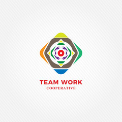 Teamwork and cooperation logo template