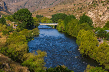 Fototapeta premium Kura river landscape near Vardzia landmark of Samtskhe Javakheti region Georgia eastern Europe