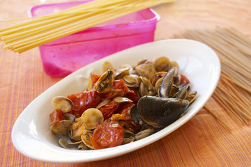 seafood dish on a serving dish