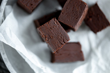 Homemade raw milk free, sugar free vegan chocolate brownies or fudge