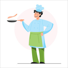 Collection of people in apron making tasty dish