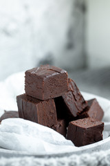 Homemade raw milk free, sugar free vegan chocolate brownies or fudge