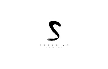 Initial S Letter Grunge Brush Letter Logo Design