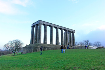 Fototapeta na wymiar The unfinished National Monument of Scotland, built to commemorate the soldiers of the Napoleonic Wars on Calton Hill, Edinburgh, UK.