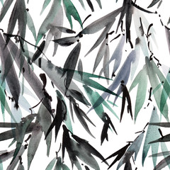 Watercolor painted tree leaves