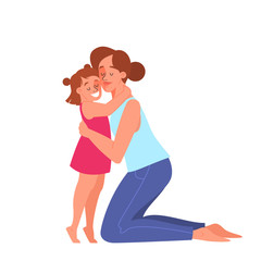 Mother hug her little daughter with love. Mom and child.