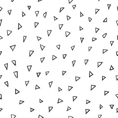 Vector seamless pattern with black hand drawn triangles on white background. Seamless pattern can be used for textile, wallpaper, wrapping paper, web