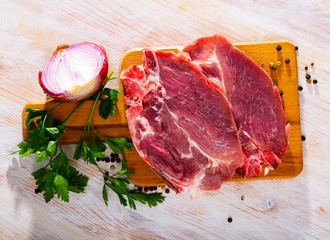 Raw pork chop