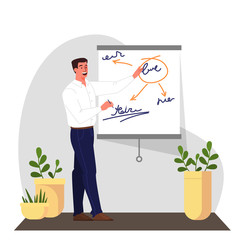 Businessman make presentation with graph and chart. Office