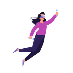 Vector illustration of person using a glasses of virtual reality. Concept of vr