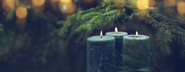 Christmas candles with fir tree