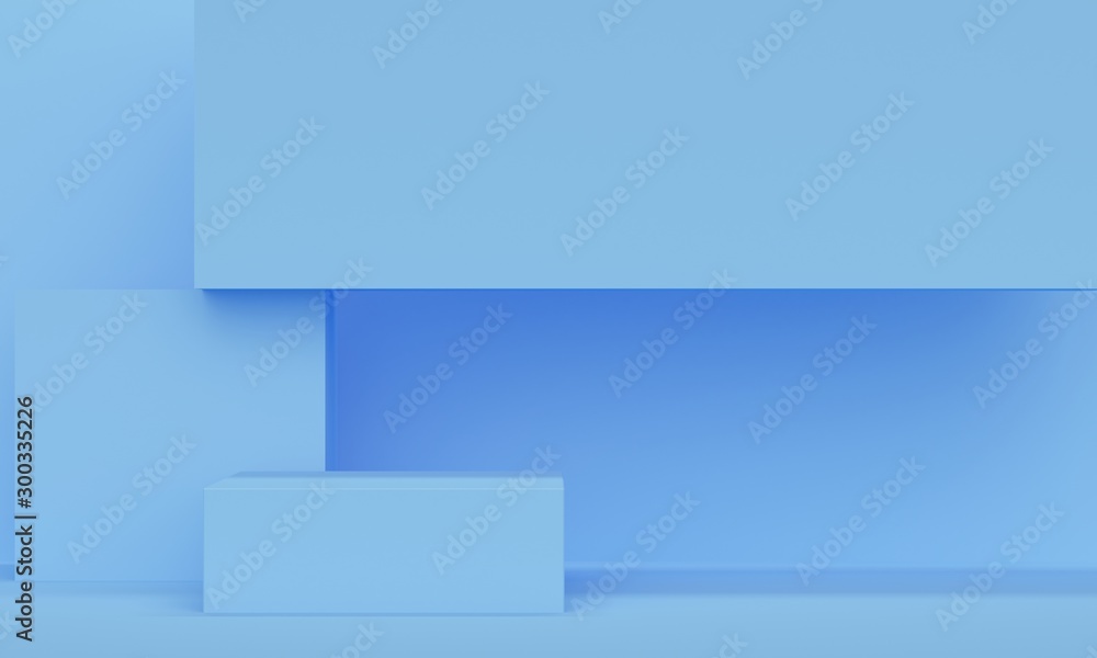 Poster blue abstract background with square podium. backdrop design for product promotion. 3d rendering