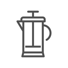 French press icon. Linear style icon. flat design element. Editable stroke. 48x48 Pixel Perfect.