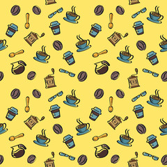 Seamless Coffee Cartoon Illustration Pattern