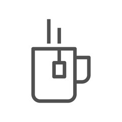 Cup of tea with bag symbol. Linear style icon. flat design element. Editable stroke. 48x48 Pixel Perfect.